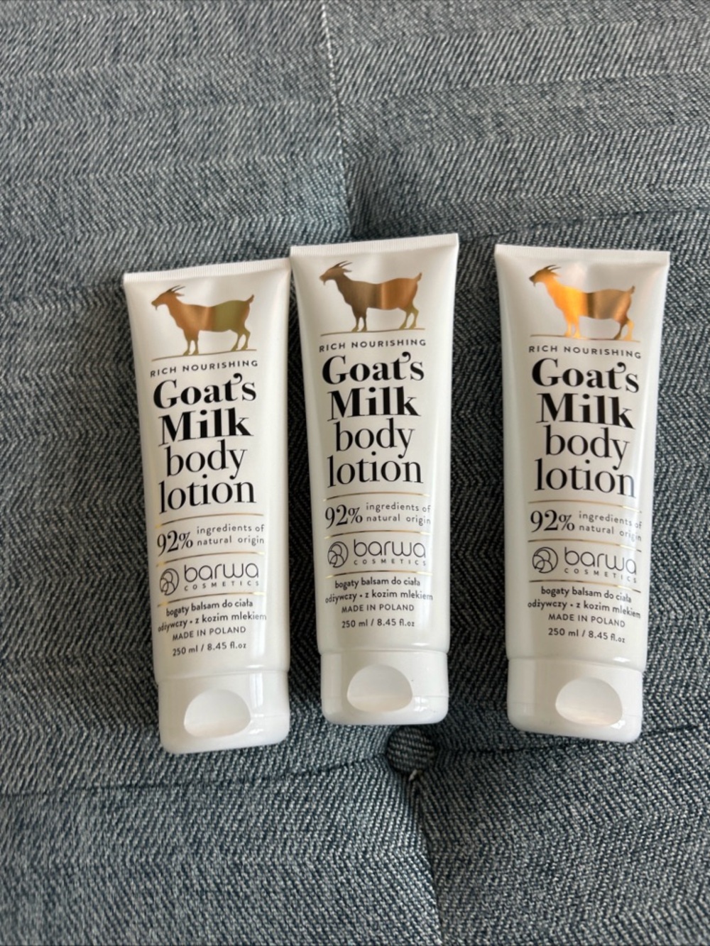 Lot Of 3- Barwa Cosmetics Goat’s Milk Body Lotion–Rich Nourishing  8.45 Fl Oz Ea